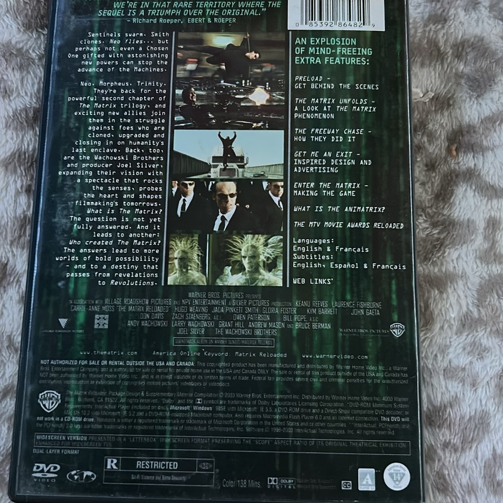 ☑️Matrix Reloaded Widescreen Edition DVD - Picture 5 of 5